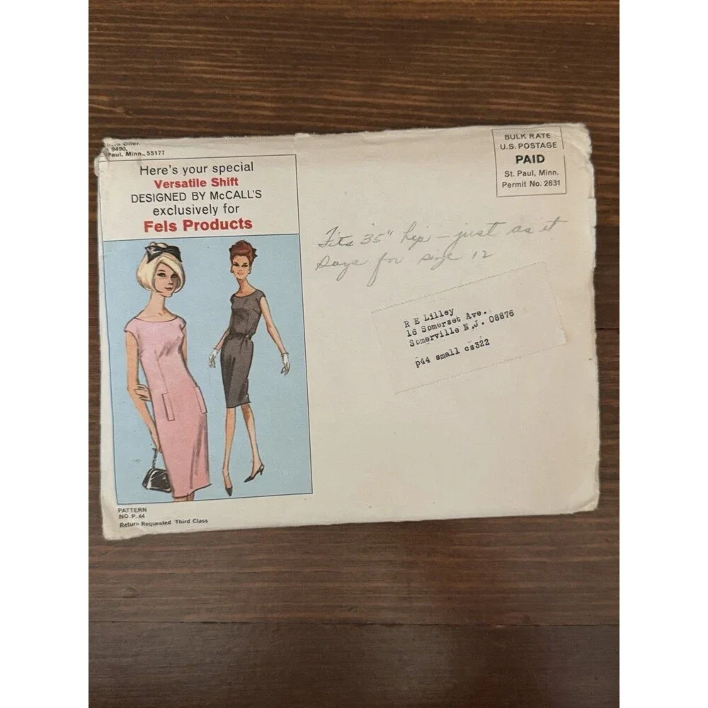 McCall's Sewing Pattern P-44 1960's Misses Dress Versatile Shift Size 10 12